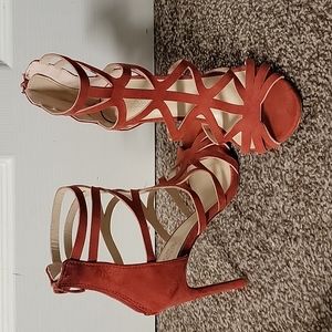 Burnt orange cage type heels